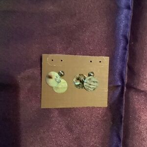 Round Shell Dangle Earrings in Natural Tones